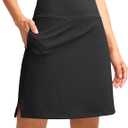 Viodia 18" Skorts for Woman with Pockets High Waisted Golf Tennis Skirts Knee Length Long Skort for Women Dressy Casual (Medium, Black)