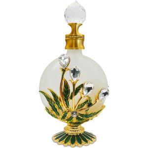 MEHOFOND 30ml Crystal Vintage Perfume Bottles Empty Glass Decorative Perfume Bottles Essential Oil Vial Scent Bottles Refillable Perfume Container Scent Bottles (Green)
