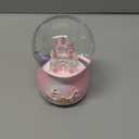 Castle Crystal Ball Music Box LED Light Rotating Musical Box Princess Crystal Globe Auto Snowing Night Light Lamp Gift for Birthday Christmas Thanksgiving Valentines Mother's Day (Pink)