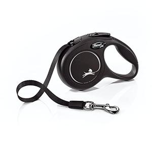 FLEXI New Classic Small Tape Retractable Dog Leash for Small Dogs Upto 26 lbs. – 10 ft., Black | Tangle Free Pet Walking Leash with One-Handed Brake, Pause, Lock|German Quality Product