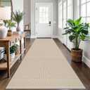EARTHALL Runner Rug 3x12 Ft Washable Runners for Hallways Extra Long Woven Non Slip Entryway Runner Braided Kitchen Runner Indoor Outdoor Carpet Runners for Entryway, Hall, Foyers, Beige/Ivory