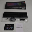 Wireless Keyboard and Mouse Combo - RGB Backlit, Rechargeable & Light Up Letters, Full-Size, Ergonomic Tilt Angle, Sleep Mode, 2.4GHz Quiet Keyboard Mouse for Mac, Windows, Laptop, PC (Black)