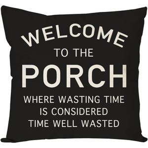 PANDICORN Farmhouse Throw Pillow Covers 18x18 Inch Welcome to The Porch Black and White Outdoor Patio Decorations Rustic Decorative Cushion Case for Back Front Porch Couch Bench Chair Decor