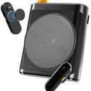 Voice Amplifier for Teachers with Wireless Magnetic Lavalier Microphone, Bluetooth Portable Rechargeable Speaker, 2 Mics for Classroom, Meetings, Speeches, Outdoor (Black)