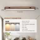 Qcyuui Wood Flush Mount Ceiling Light, 40 Inch LED Ceiling Light, 5CCT