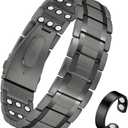 3X Magnetic Bracelets for Men Upgrade Folding Clasp Titanium Bracelet & Copper Ring Adjustable Set with Sizing Tools (Grey-new)