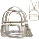 BAGSMART Clear Lunch Bag Double Dceker Lunch Box Transparent Backpack Stadium Approved 12x6x12 Clear Bag for Stadium Events, Concert, Work (Camel)