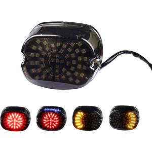 Smoked LED Tail Lights, Low Profile Brake Taillights Integrated Turn Signals Compatible with Harley Sportster 1200 883 Touring Road King Dyna Super Glide Fat Boy Night Train (Amber+Red)