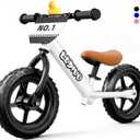 Toddler Balance Bike 2 Year Old, No Pedal 12 Inch Bike for Kids 24 Months to 5 Years Old, Customize Plate (3 Stickers Included), Gift Bikes for Boys Girls 2-5 (White)