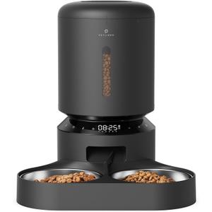 PETLIBRO Automatic Cat Feeder, Automatic Cat Food Dispenser with Freshness Preservation, Timed Cat Feeders with Low Food Sensor for Dry Food, Up to 6 Meals Per Day, Granary Pet Feeder for Cats/Dogs (5L -Basic Dual Tray, Black)
