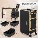 Rolling Manicure Table with 3 Drawers, Portable Nail Desk for Nail Tech, Foldable Nail Table Lockable Makeup Case with Mirror, Nail Polish Organizer, Mobile Nail Tech Workstation with Wheels