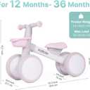 Kid's Balance Bikes for 1 Year Old Boys and Girls, 12-36 Months Toddler Ride-on with Adjustable Seat and a Front Basket, First Birthday Gifts (Pink)