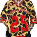 SOLY HUX Women's plus size Leopard Print Football Jersey Shirts Size 1XL