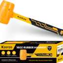 16oz Rubber Mallet Hammer, Fiberglass Handle, Rubber Mallet for Flooring, Tent Stakes, Woodworking, Camping, Soft Blow Tasks without Damage 2025 upgraded seamless rubber hammeryellow (16OZ)