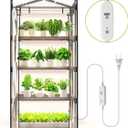Mini Indoor Greenhouse with Grow Light - 4 Tier Outdoor Portable Greenhouse with Shelves, Waterproof PVC Cover and 4 Dimmable 1.6FT 20W Grow Lights, 26.4"(L) X 19"(W) X 61"(H)