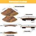 Corner Floating Shelves, Rustic Brown Wood, Set of 2, Wall Mount Storage with Guardrail for Bathroom Kitchen Living Room
