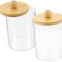 HOLIDYOYO 2pcs Clear Acrylic Makeup Pad Box with Lid Multi Functional Cotton Swab Storage Holder for Bathroom Bedroom and Office Compact and Stylish Organizer for Items