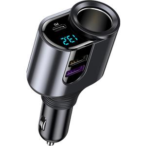 LIHAN USB C Car Charger, Cigarette Lighter Adapter,12V/24V Socket Splitter with 3 USB Ports, Type C PD Fast Car Charger Compatible for iPhone, Galaxy, iPad, GPS