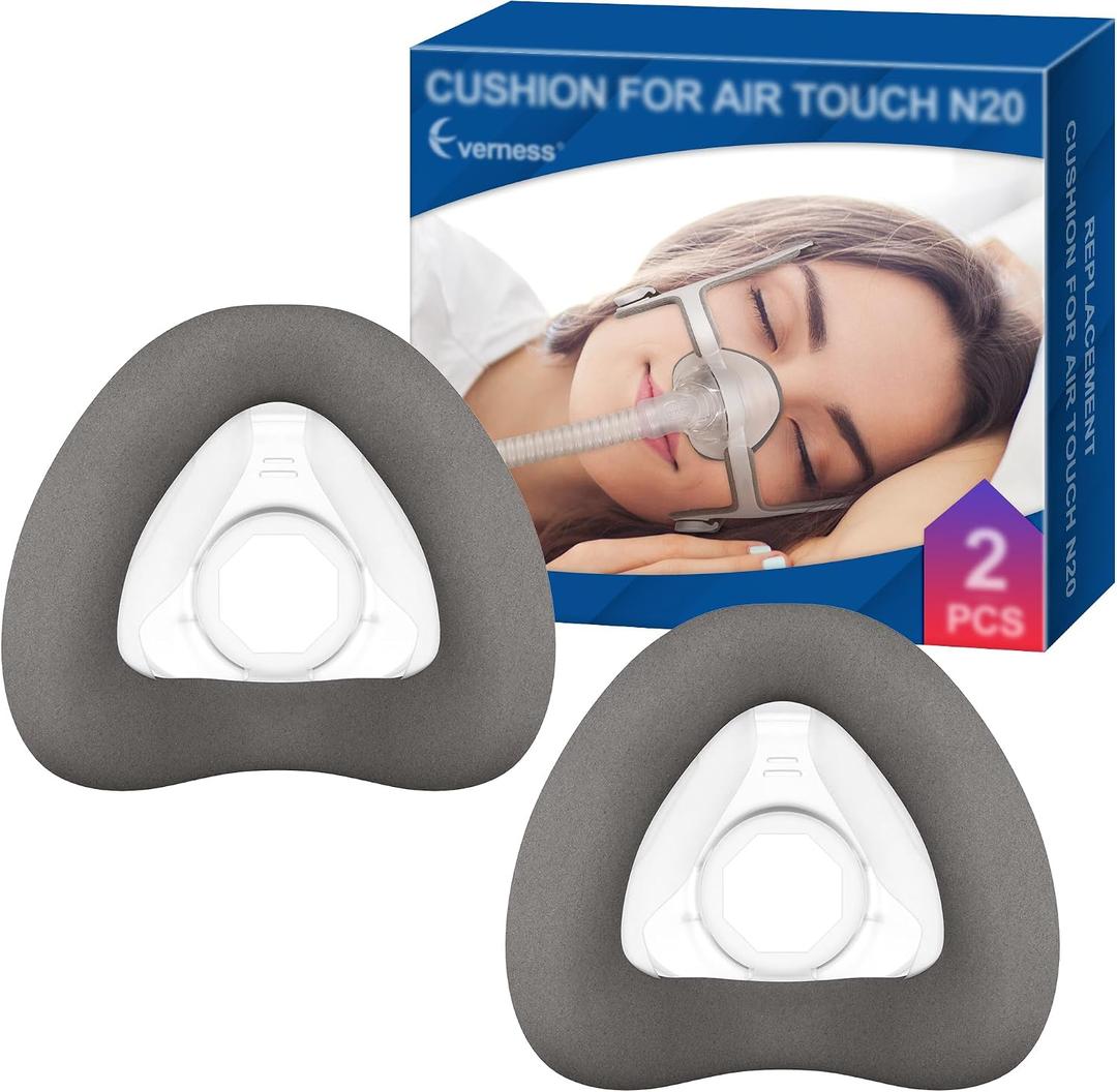 2 Packs Memory Foam Nasal Mask Cushion (M) for ResMed AirTouch N20 & AirFit N20, Highlights Leak-Free Seal with Brown Memory Foam CPAP Technology - Medium