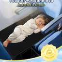 Airplane Bed for Toddler, Airplane Seat Extender for Kids, Travel Kid Bed Flight, Portable Plane Footrest, Soft Velvet Leg Support, Machine Washable, Black