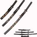 3pc Set Japanese Samurai Sword with Display Stand,Iaido Katana Carbon Steel Blade Real Sword for Display Decoration and Gift