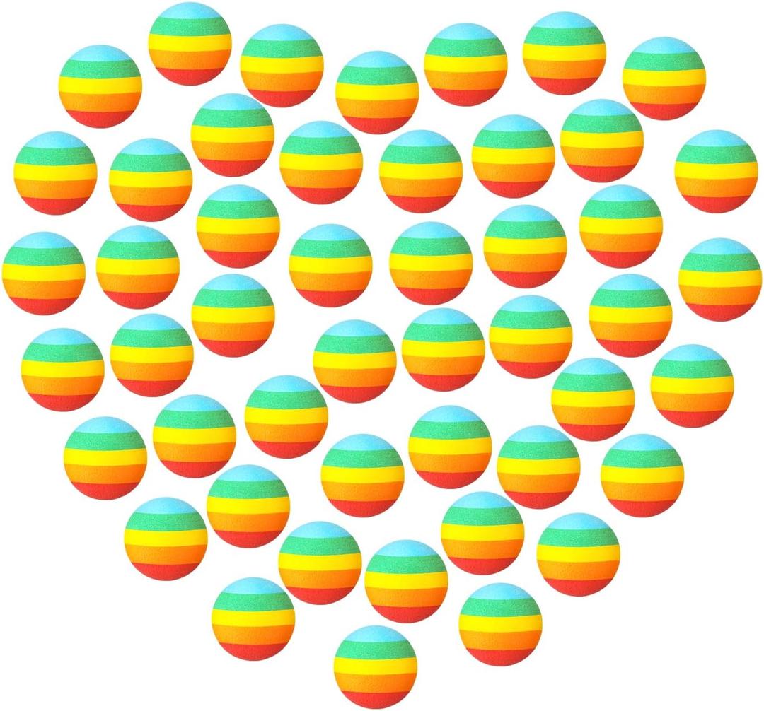 48 Pieces Popper Refill Balls, Rainbow Refill Bullet Balls, 1.1 Inch Foam Bullet Ball Soft Foam Balls Foam Replacement Balls for Popper Refills