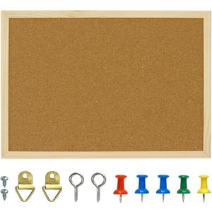 OWLKELA 17.7 X 13.3 Inch Cork Board Bulletin Board, Wall-Mounted Presentation, Message Notice Pin Board, Perfect for Office & Home Decor, School, Cubicle (Wooden Frame)