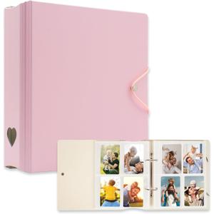 A5 Kpop Photocard Binder, 2 Ring Binder Photo Album for Fujifilm Instax Mini Camera Polaroid Printer Photo Film, 2x3 inch Kpop Photocard Holder Book with 25 Pages 4 Pocket (Pink)