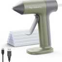 Tilswall 4V Glue Gun, Hot Glue Gun Cordless with Rapid 30s Preheat, 2000mAh Type-C Rechargeable, and 20 Glue Sticks, Anti-drip Nozzle, Auto Shut-Off, Ideal for Crafting - Green