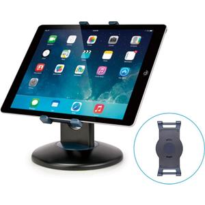 Premium 360 Rotating Tablet Stand for Desk  Adjustable Tablet Holder for 7.9 to 13 Devices, Swivel Weighted Base, Sturdy Black Metal iPad Stand for Office, Home, and Retail Display