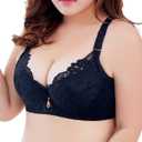 ESETAY Push up Bra for Women Underwire Bra Deep V Soft Padded Everydays Bra Black 44DD