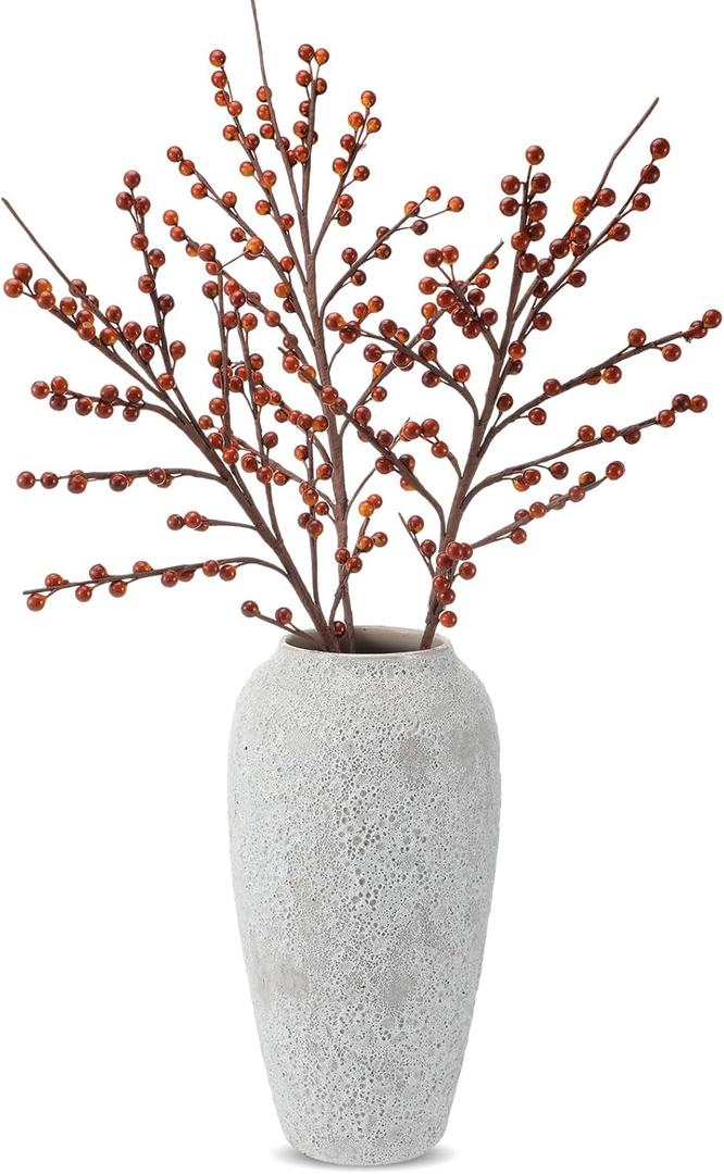 3 Pcs 30 Inch Realistic Christmas Ilex Berry Stems Branches Burgundy Long Christmas Fake Holly Berries Faux Berry Picks for Holiday Winter Vase Home Ornament DIY Crafts Wreath Garland