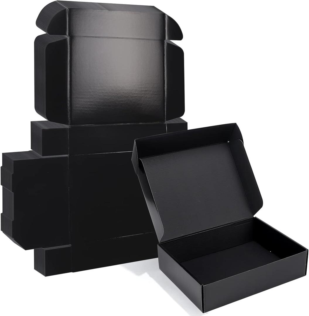 ZBEIVAN 12x9x3 Black Small Shipping Boxes, 20 Packs Corrugated Cardboard Mailer Boxes for Packaging Small Business Mailing Gifts Wrap Boxes with Lids
