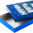 Hallmark Designed Shirt Boxes with Lids (8 Boxes: 2 Each of Orange and Blue Stripes, Plaid, Dots, Happy Birthday) for Birthdays, Father's Day, Graduations (1 Count (Pack of 8))