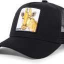 Trucker Hat Men Animal Snapback Hats Adjustable Embroidered Baseball Cap Mesh Breathable Square Patch Women Caps