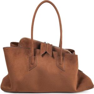 Bevel Edge Suede Large Tote for Women Suede Hobo Bags Retro Shoulder Handbags Purses for Work Travel
