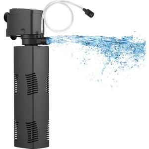 Aquarium Filter for 40-150 Gal. Tank Crystal 300GPH Biochemical Filtration Powerful Pump Submersible Internal Fish Tank Filters Large Tank Pond Clear Wavemaker Air Supply 4 in 1