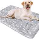 Dog Crate Bed Mat (36" X 23"), Soft Dog Bed Mat with Cute Stars, Personalized Crate Pad, Anti-Slip Bottom, Machine Washable Kennel Pad (Grey)