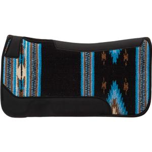 Weaver Equine 23" x 24" Contoured Single Weave Wool Blend Felt Pony Size Saddle Pad, Shock Absorbing Western Saddle Pad for Protection, Black/Blue