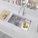 30 Inch Undermount Kitchen Sink 16 Gauge Stainless Steel Ledge Workstation Sink Round Corners Deep Single Bowl Kitchen Sinks with Accessories 30"x19"x10"