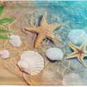Serving Tray Decorative Tray with Handles Multi-Purpose Rectangular Serving Trays for Restaurant, Parties, Coffee Table, Kitchen - Starfish Beach (14.2" x 10" x 0.7")