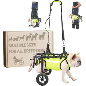 Upgraded Dog Wheelchair for Back Legs - Lightweight Mobility Cart for Small Breed Dogs with Disabled, Injured, or Arthritic Hind Legs - Includes High-Visibility Vest, Leash & Sling Lift -Medium