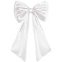 JUICYRAUL 23x35 Inch Large White Satin Bow,Giant Ribbon Tie for Coquette Room, Xmas Tree, Birthday, Graduation, Wedding Proposal & Baby Shower Decor