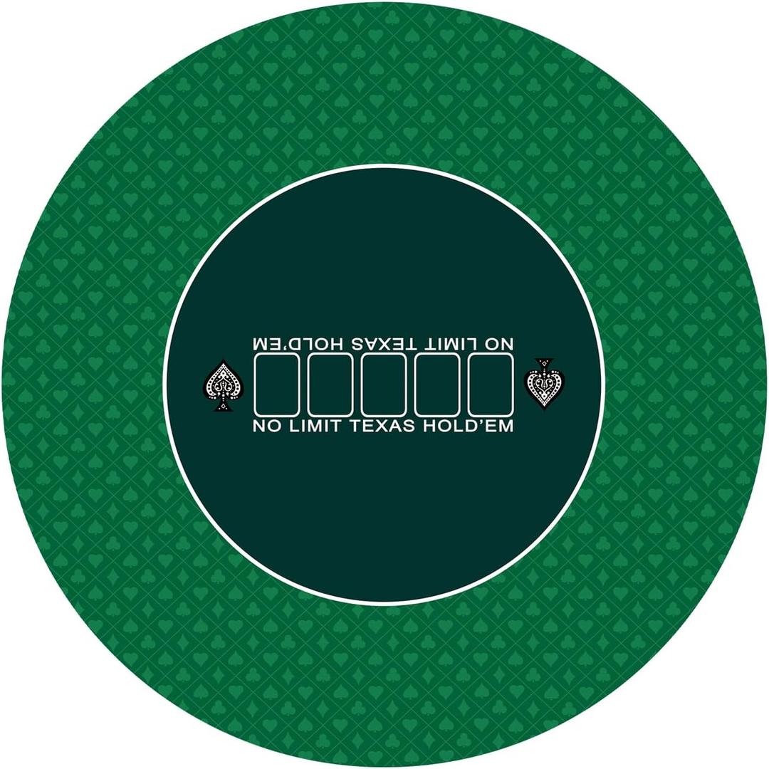 nuveti 24/31/47/55/63inch Round Poker Mat for Texas Holdem | Portable Poker Table Top with Art Deco Layout Print 6-8 Player Game Layout Mat to Play Cards, Poker Games, Blackjack, Casino, 24''X 24''X 2MM