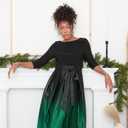 S.L. Fashions Women's 3/4 Sleeve Long Satin Mother of the Bride Dress with Pockets, Formal Party Gown (Green, M)