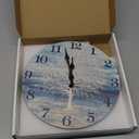 XFM Blue Wooden Wall Clock 10 Inch Silent Wall Clocks Battery Operated Framhouse Tree of Life Country Clock Decorative for Kitchen Living Room Bedroom Office