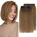 Clip in Hair Extensions Real Human Hair Short Extensions for Women Adding Volume 2 Pcs Invisible Clip on Hairpieces with Thinning 6 Inch Light Brown