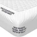 COONP California King Mattress Topper, Extra Thick Pillowtop, Cooling Plush Mattress Pad Cover Cotton Top Bed Topper Protector with 8-21 Inch Deep Pocket (White)