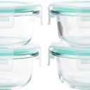4 Piece 6.8 oz Borosilicate Glass Containers, BPA-Free, Food Storage Containers with Lids, Leak-Proof Glass Jars for Meal Prep, Leftovers and Sauces, Safe for Oven, Freezer & Microwave