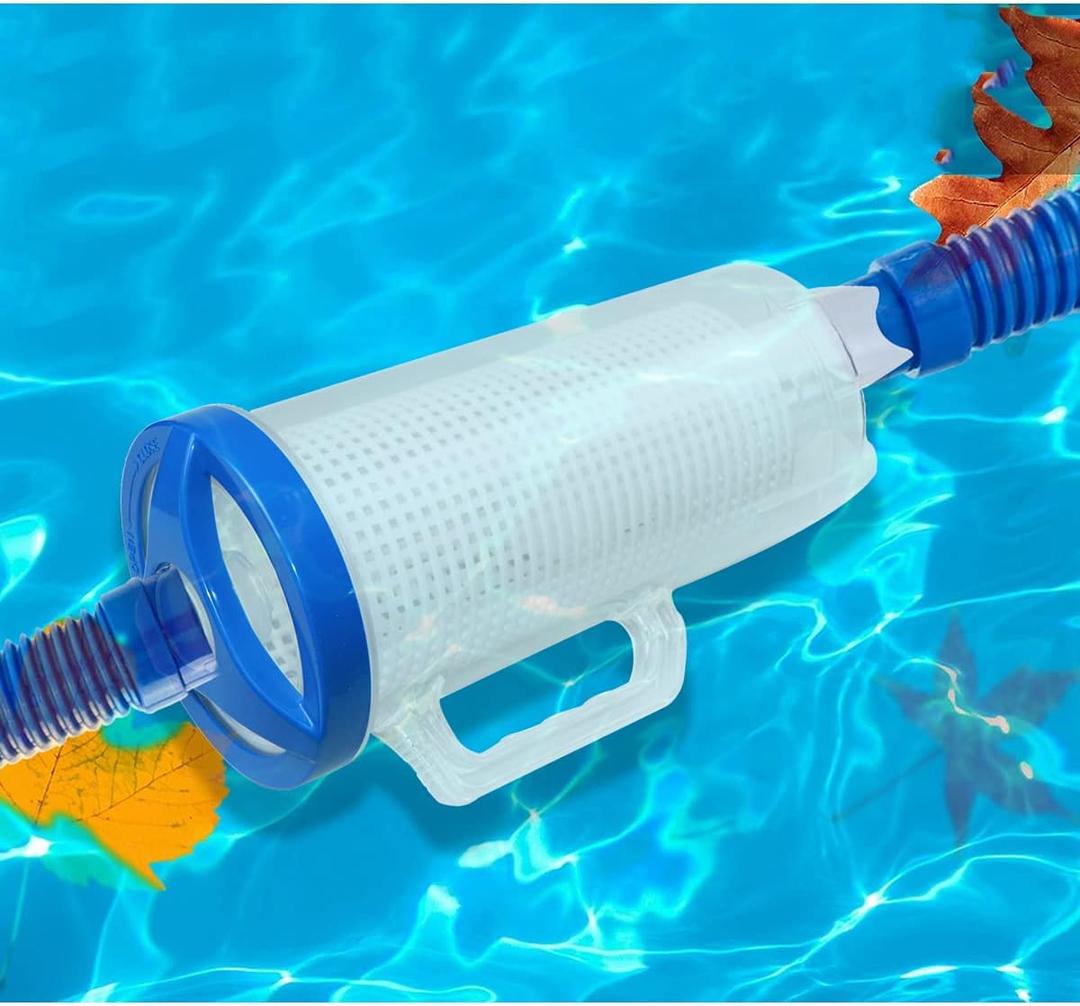 Large Pool Leaf Canister Catcher, in-line Pool Filter Canister Compatible with Hayward Pool Vacuum Cleaner,with Mesh Basket for Suction Automatic & Manual Pool Cleaners (White)